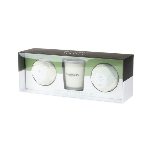 AromaWorks Light AromaBomb & Candle Gift Set Lemongrass & Bergamot